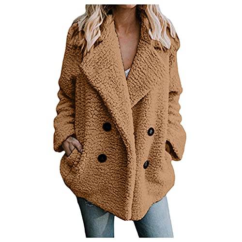 Generisch Mantel Damen Herbst, Winterjacke Warm Teddy Fleecejacke Oversized Sherpa Trenchcoat Herbstjacke Winter Jacke Elegant Teddyjacke Revers Outwear Wintermantel, Softshelljacke Für Damen Lang von Generisch