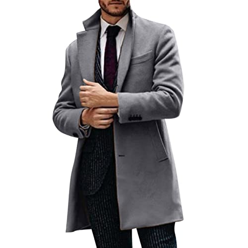 Generisch Mantel Herren Slim Fit, Männer Warmer Mantel, Erbsen-Mäntel Casual Winter Business Fit Jacke Abzug Im Freien Winddichte Coat Men Schwarz Elegant Lang S Trenchcoat Jacket (XXL, Gray) von Generisch