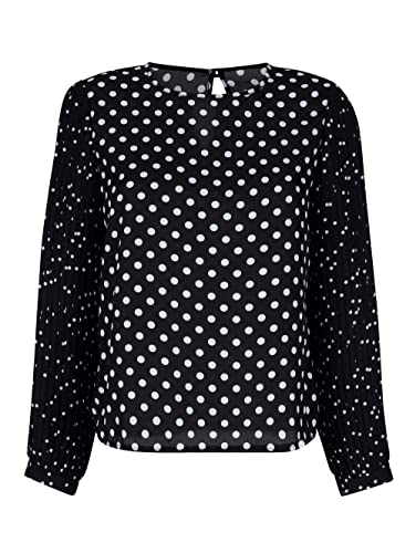 Generisch Marken Bluse schwarz-Weiss mit plissiertem Langarm Gr. 44 0822293485 von Generisch