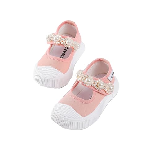 Generisch Mary Janes Mädchen Canvas Obermaterial Perlendekor Klettverschluss Plateausohle Für Kleinkinder Outdoor Spiel Schule Mädchen Schuhe von Generisch