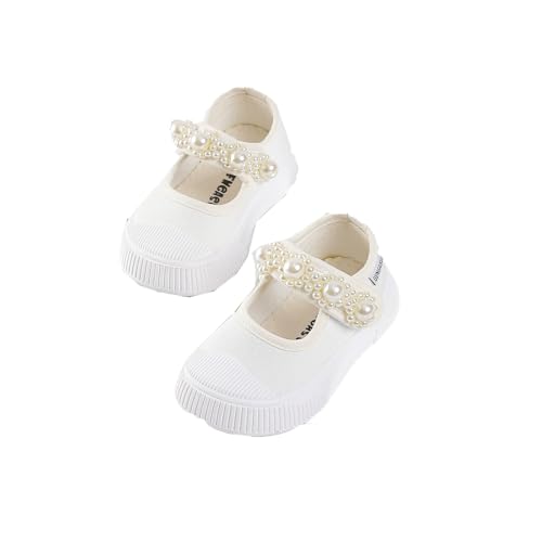 Generisch Mary Janes Mädchen Canvas Obermaterial Perlendekor Klettverschluss Plateausohle Für Kleinkinder Outdoor Spiel Schule Mädchen Schuhe von Generisch