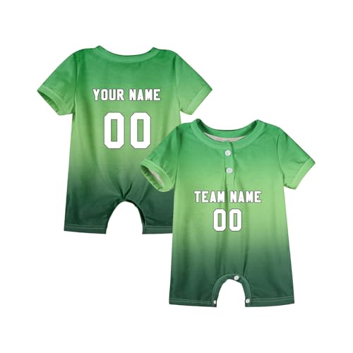 Generisch Maßgeschneidertes Fußballtrikot Baby-Body Personalisierbarer Strampler Newborn Kurzarm Unisex-Romper Sporttrikot mit Name Nummer Logo von Generisch