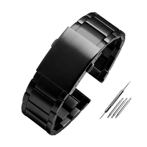 Generisch Massives Edelstahl-Uhrenarmband, kompatibel mit Herren-Armband mit großem Zifferblatt DZ7395 DZ7370 DZ4323 DZ4283, 22/24/26 mm(Style B-black,28mm) von Generisch