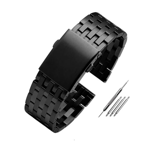 Generisch Massives Edelstahl-Uhrenarmband, kompatibel mit Herren-Armband mit großem Zifferblatt DZ7395 DZ7370 DZ4323 DZ4283, 22/24/26 mm(Style C-black,24mm) von Generisch