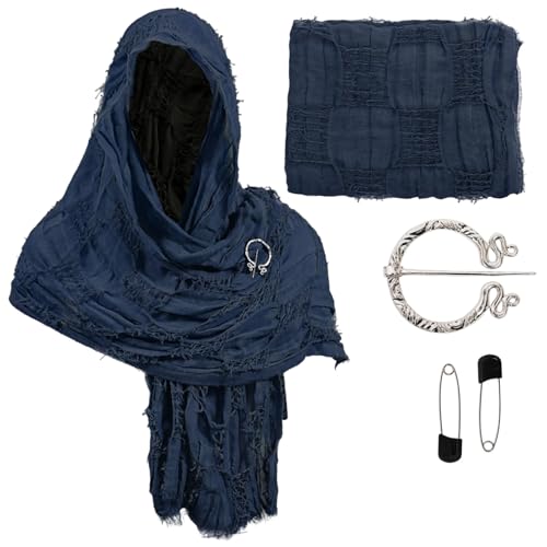 Generisch Medieval Kapuzenschal Postapokalyptische Schultertuch Halloween Kostüm Damen Herren Renaissance Wikinger Attentäter Umhang Mit Broschen Nadeln von Generisch