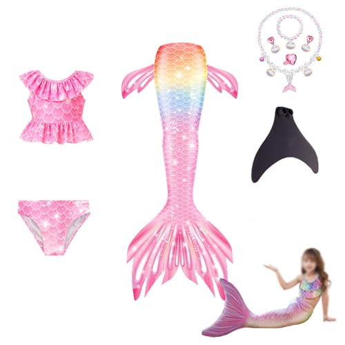 Generisch 𝙈eerjung𝙛rau 5er-Packung Bikini Teenager MäDchen, 𝙈eerjung𝙛rau - FüR MäDchen Schwanz KostüMe JXG0719,H-150 von Generisch