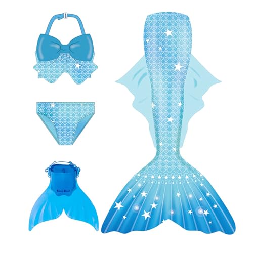 Generisch 𝙈eerjung𝙛rau 𝙛losse Mädchen Mit Bikini Set Badeanzug 3-Teiliges Kinder Cosplay 𝙈eerjung𝙛rauen𝙛losse Swimwear Performance-Outfit Sommer Badebekleidung Für 3-13 Jahre Swimsuit von Generisch