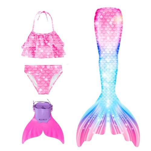 Generisch 𝙈eerjung𝙛rauen𝙛losse Mädchen Mit Bikini Set schwimm𝙛lossen Kinder 𝙈eerjung𝙛rau Bikinis Badeanzug Sommer Cosplay Bademode Badebekleidung Für 11-13 Jahre von Generisch