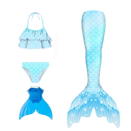 Generisch 𝙈eerjung𝙛rauen𝙛losse Mädchen Mit Bikini Set schwimm𝙛lossen Kinder 𝙈eerjung𝙛rau Bikinis Badeanzug Sommer Cosplay Bademode Badebekleidung Für 7-8 Jahre von Generisch