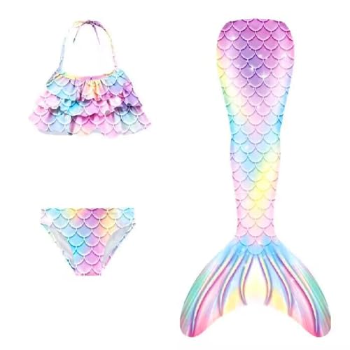 Generisch Meerjung𝙛rauen𝙛losse Mädchen Mit Bikini Set schwimm𝙛lossen Kinder 𝙈eerjung𝙛rau Bikinis Badeanzug 𝙛lossen 𝙈eerjung𝙛rauen Badekleid Badebekleidung von Generisch