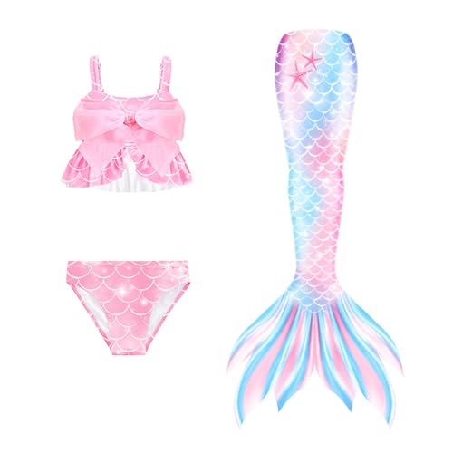 Generisch 𝙈eerjung𝙛rauen𝙛losse Mädchen Mit Bikini Set schwimm𝙛lossen Kinder 𝙈eerjung𝙛rau 𝙈eerjung𝙛rauen Badeanzug 𝙈ono𝙛losse Bikinis Badekleid Badebekleidung Für 4-13 Jahre von Generisch