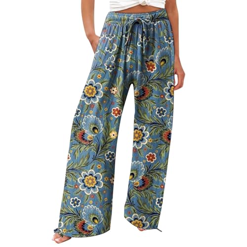 Generisch Meine Bestellungen 2025 Must Have Weite Sommerhose Damen Leicht Und Luftig High Waist Strandhose Lang Freizeithose Sommer Palazzo Hose Bequem Stoffhose Blitzangebote des Tages von Generisch