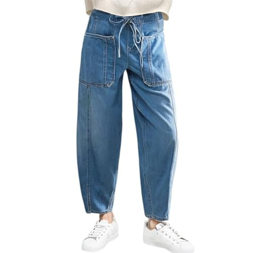 Generisch Meine Bestellungen 2025 Outlet Angebote Sale Kleidung Jeans High Waist Damen Barrel Women Elastic Wide Leg Baggy Jeans for Woman Low Denim Pants with Latzhose Leinen Angebote Bekleidung von Generisch