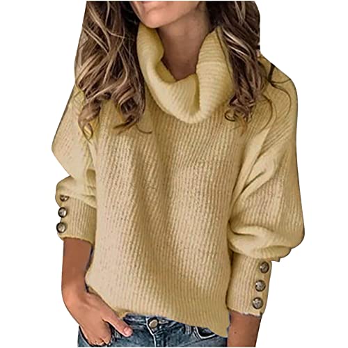 Generisch Meine Bestellungen Anzeigen Rollkragenpullover Damen Oversize Strickpullover Große Größen Pullover Langarm Sweatshirt Strickpulli Einfarbig Winterpullover Freizeit Grobstrickpullover von Generisch