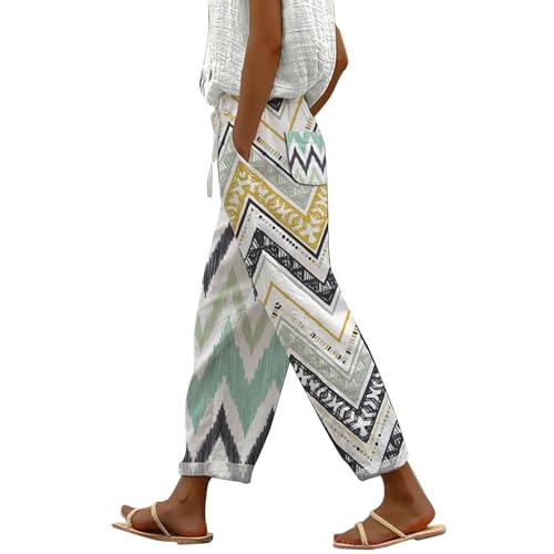 Generisch Meine Bestellungen Must Haves 7/8 Hose Damen Sommer Leicht Capri Leinenhose Sommerhose Baumwolle Leinen Stoffhose Lockere Strandhose Freizeithose von Generisch