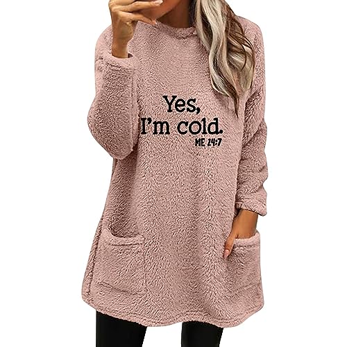 Generisch Meine Rezensionen Anzeigen Pullover Damen Lang Teddy Fleece Flauschig Pulli Weich Winter Warm Sweatshirt Langarm Fleecepulli Plüsch Tops Oberteile Mit Taschen Warehouse Deal Retourenware von Generisch