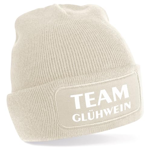 Generisch Meinlieblingsstueck One Size Beanie, beige Mütze mit Spruch: Team Glühwein von Generisch