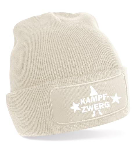 Generisch Meinlieblingsstueck24 One Size Beanie, beige Mütze mit Spruch: Kampfzwerg von Generisch