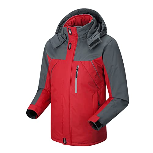 Generisch Men Coat, Herren Regenjacke Wasserdichte Outdoor Atmungsaktive Wandern Funktionelle Winddichte Mit Kapuze Softshell Jacke Light Slim Für Regenschutzjacke Softshelljacke (4XL, Rot) von Generisch