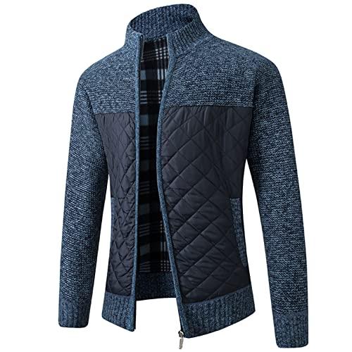 Generisch Men's Leather Jacket, Herrenmode Freizeit Langarm Warm Einfarbig Kapuzenjacken Tops Collegejacken Mädchen Winter Jacket For Men Übergangsjacke Herren 4Xl Baumwolle Biker (4XL, Blau) von Generisch