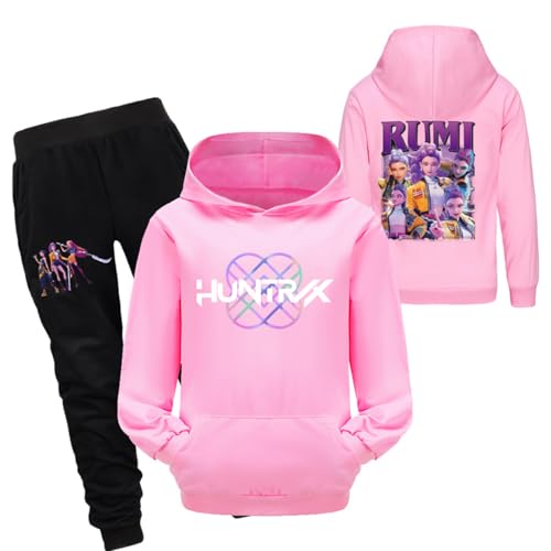 Generisch Mengmiao Huntrix KPop Huntr/x Hoodie & 2-teiliges Set – Kapuzen Hontrix Pulli Pullover & Lange Hose, Streetwear Outfit für Mädchen & Teenager, Einzelstück oder Set Hunterx Kpop Merch Kinder von Generisch