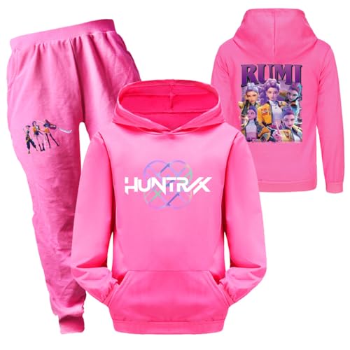 Generisch Mengmiao Huntrix KPop Huntr/x Hoodie & 2-teiliges Set – Kapuzen Hontrix Pulli Pullover & Lange Hose, Streetwear Outfit für Mädchen & Teenager, Einzelstück oder Set Hunterx Kpop Merch Kinder von Generisch