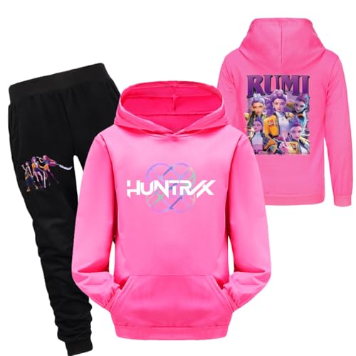 Generisch Mengmiao Huntrix KPop Huntr/x Hoodie & 2-teiliges Set – Kapuzen Hontrix Pulli Pullover & Lange Hose, Streetwear Outfit für Mädchen & Teenager, Einzelstück oder Set Hunterx Kpop Merch Kinder von Generisch