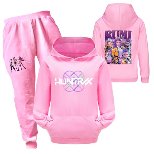 Generisch Mengmiao Huntrix KPop Huntr/x Hoodie & 2-teiliges Set – Kapuzen Hontrix Pulli Pullover & Lange Hose, Streetwear Outfit für Mädchen & Teenager, Einzelstück oder Set Hunterx Kpop Merch Kinder von Generisch