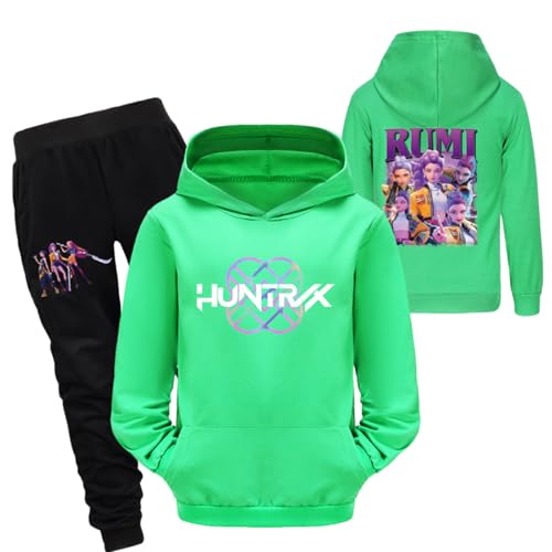 Generisch Mengmiao Huntrix KPop Huntr/x Hoodie & 2-teiliges Set – Kapuzen Hontrix Pulli Pullover & Lange Hose, Streetwear Outfit für Mädchen & Teenager, Einzelstück oder Set Hunterx Kpop Merch Kinder von Generisch