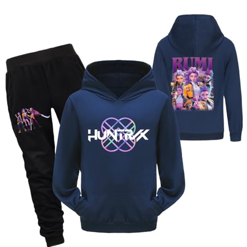 Generisch Mengmiao Huntrix KPop Huntr/x Hoodie & 2-teiliges Set – Kapuzen Hontrix Pulli Pullover & Lange Hose, Streetwear Outfit für Mädchen & Teenager, Einzelstück oder Set Hunterx Kpop Merch Kinder von Generisch
