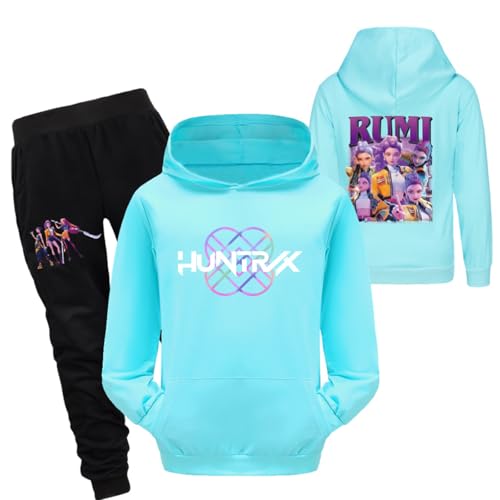Generisch Mengmiao Huntrix KPop Huntr/x Hoodie & 2-teiliges Set – Kapuzen Hontrix Pulli Pullover & Lange Hose, Streetwear Outfit für Mädchen & Teenager, Einzelstück oder Set Hunterx Kpop Merch Kinder von Generisch
