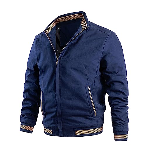 Generisch Mens Jacket, Herren Bomberjacke Windbreaker Übergangsjacke Mit Tasche Motorrad Jacken Leather Bomber Jacket Blouson Leder-Bomberjacken Sommer Männer Elegant Jackets (M, Blau) von Generisch