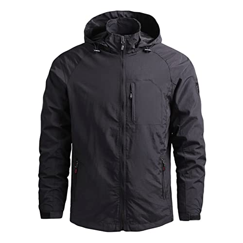 Generisch Mens Jacket, Herren Wasserdichte Outdoor Atmungsaktive Wandern Funktionelle Winddichte Regenjacke Mit Kapuze Winterjacke Faltbare Softshelljacke Für Swampland Jacket (4XL, Schwarz) von Generisch