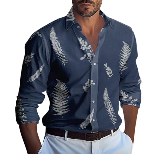 Generisch Mens Shirts, Hemd Herren Langarm Button Down Shirts Freizeithemd Regular Fit Sommerhemd Arbeitshemd Baumwollhemd (3XL, Light Purple) von Generisch
