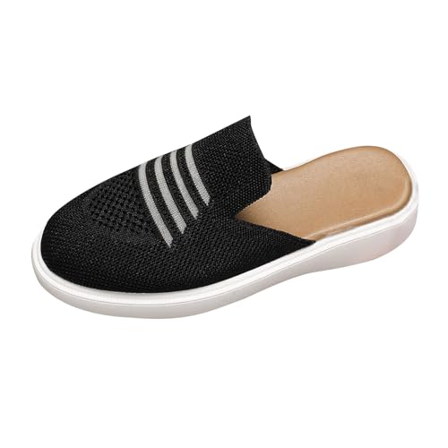 Generisch Mesh Atmungsaktive Flache Damen Hausschuhe,Freizeitschuhe Damen Sneaker,Einfarbig rutschfest Flach Plateau,Slip-On,Soft Walkingschuhe,Outdoor Sportschuhe von Generisch