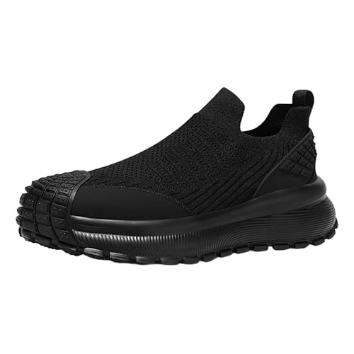 Generisch Mesh Freizeitschuhe Schuhe Herren,Sneaker Herren Schwarz Hoch,Einfarbig rutschfest Plateau,Slip-On,Leichte Bequeme Schuhe Mit Dicker Sohle,Outdoor Walkingschuhe von Generisch