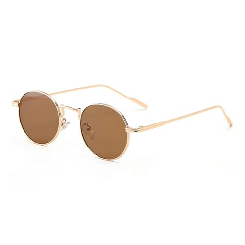 Generisch Metal Frame Round Sun Glasses for Men Retro Male Small Sunglasses for Women Uv400 Gradient(Gold Brown) von Generisch