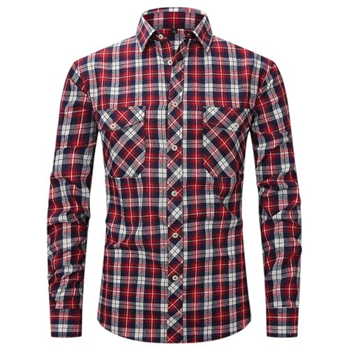 Generisch Militärgrün Kariert Hemden Herren Kurzarm Rot Blau Oktoberfest Freizeithemd Casual Regular Fit Trachtenhemd Leinenhemd Sommerhemd Trachtenhemd Kurzarm Outdoor Button Down Hemd L von Generisch