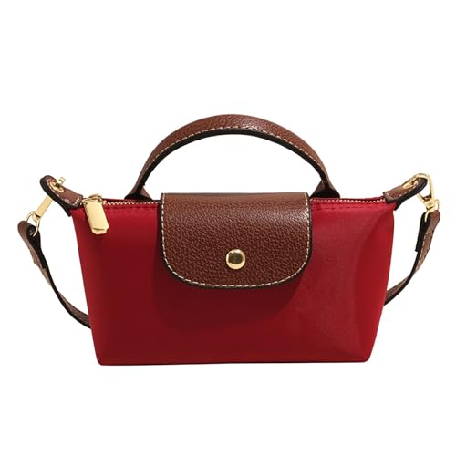 Generisch Mini Umhängetasche in Farbblockoptik für Damen, Small Crossbody Bag,Quadratische Klein Handtasche in Volltonfarbe mit Verstellbarem Riemen, Schultertasche（Rot） von Generisch