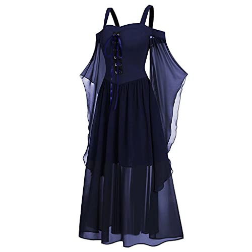Generisch Mittelalter Kleid Damen Kostüme Robe Vampir Kostüm Maxi Kleid Traditionelles Hochzeitskleid mit Kapuze Design Maxi Kleid von Generisch