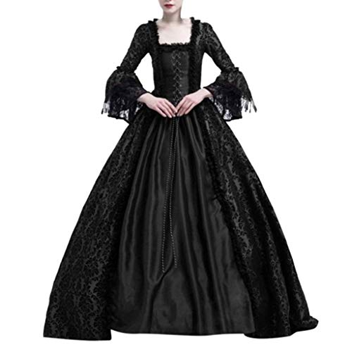 Generisch Mittelalter Kleidung Damen Elegante Gothic Kleid Viktorianisches Retro Kleid Vintage Partykleid Renaissance Cocktailkleid für Halloween Karneval Kostüm Discounter Schwarz M von Generisch