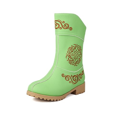 Generisch Mittelalter Schuhe Damen rutschfest Cowboy Boots Punk Ritter Ankle Renaissance Stiefel Bequeme Westernstiefel Leder Stiefeletten Elegant Damenstiefel Retro Cowboystiefel von Generisch