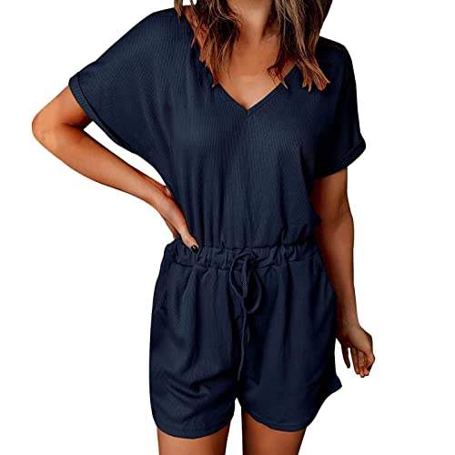 Generisch Mode Für Damen Kleider Kleid Schuhe Ab 60 Boho Bikini BH Blau XXL Jumpsuit Damen Elegant Sommer Ärmellos Overall Mit Rüschen Frauen Oberteile Top Und Kurze Hose von Generisch