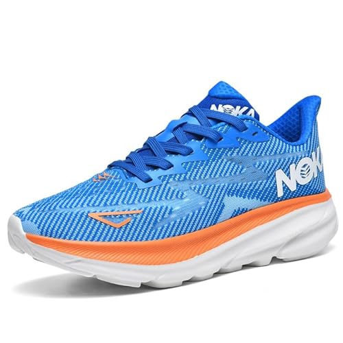 Generisch Mode Herren Laufschuhe mit Dicker Sohle Atmungsaktive Sportschuhe Marathon Laufschuhe im Freien (Blaue Orange,42) von Generisch