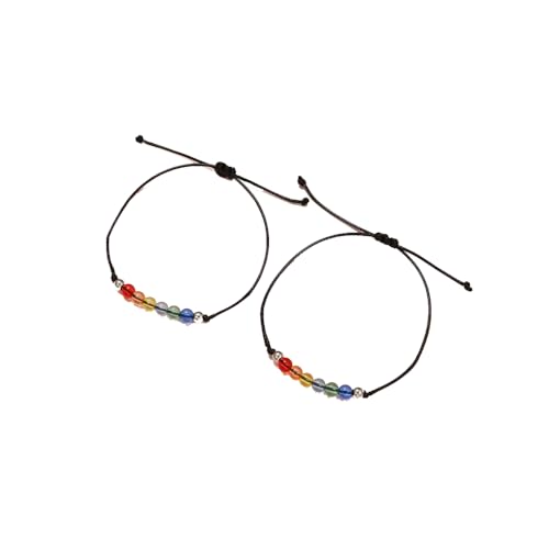 Generisch Mode Regenbogen Perlen Armbänder Für Frauen Männer 2 teil/satz Einstellbare Geflochtene Armbänder Mit Karte LGBT Paar Freundschaft SchmuckAttraktives Design von Generisch