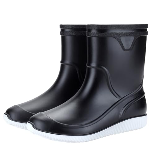 Generisch Mode Regenstiefel，Einfache Einfarbige Gummistiefel，Damen Freizeit Gartenstiefel，Rutschfeste Arbeitsstiefel，Outdoor Abriebfest Angelstiefel，Wasserdicht Comfort Schlupfschuhe von Generisch