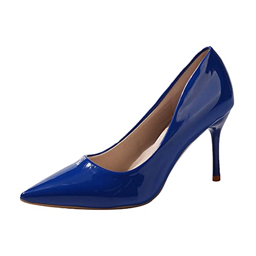 Generisch Mode Winter Damen Freizeitschuhe Low Heel Flat Round Toe Fly Woven Mesh Bequemer Slip On (Blue, 42) von Generisch