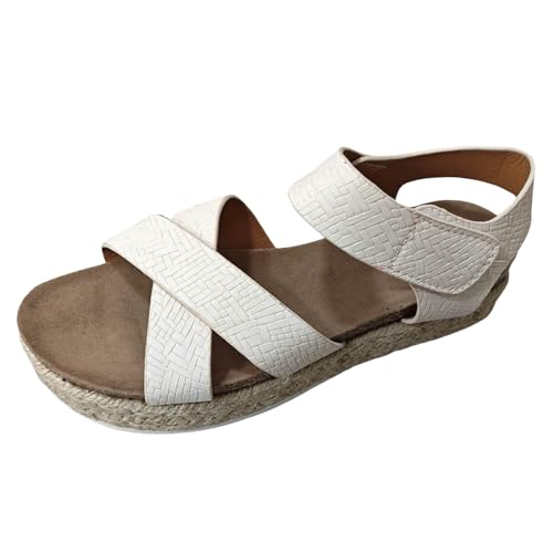 Generisch Moderne Damen Sandalen weiche Sohle rutschfeste Hausschuhe strapazierfähige Strand-Sandalen für den Alltag Freizeit (White, 39) von Generisch