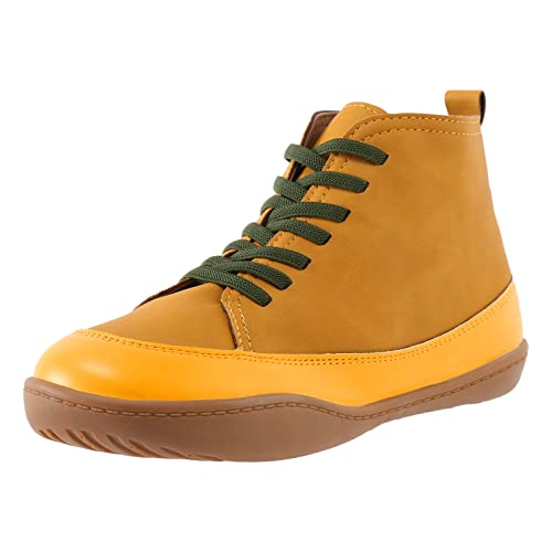 Generisch Modische Damen Ankle Boots Retro Stil Runde Zehe Schnürschuhe Flache Stiefel Bequem Lässig Elegante Schuhe für Alltag Freizeit (Yellow, 41) von Generisch