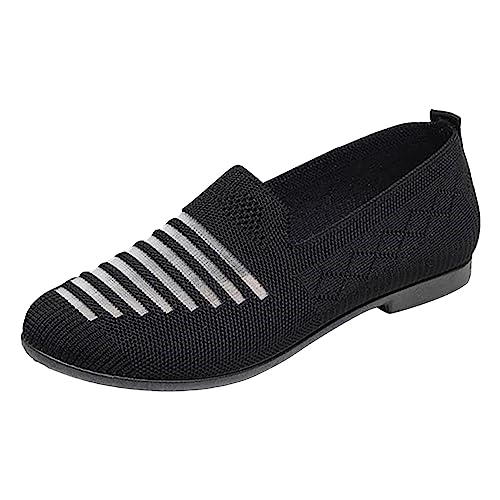 Generisch Modische Damen Schnürschuhe Attraktive Hausschuhe Leichte Freizeitschuhe für den Sommer Atmungsaktive Schuhe Flache Damen Schuhe Komfortable Alltagsschuhe (Black, 40) von Generisch